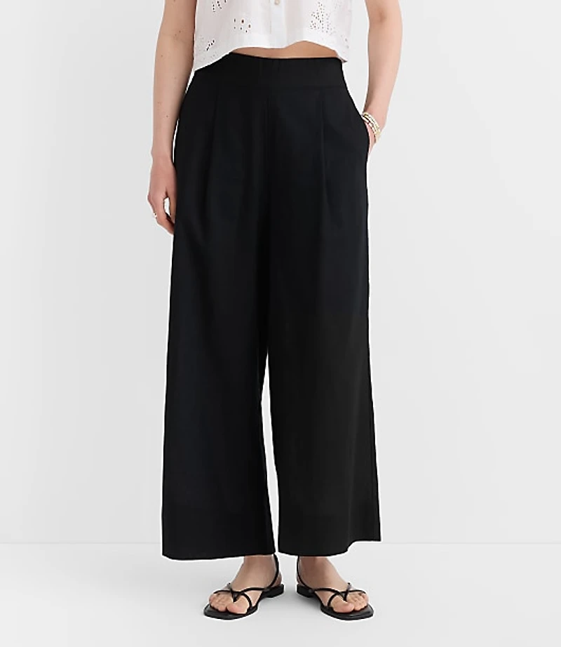 Petite LOFT Beach Linen Cotton Wide Leg Pants