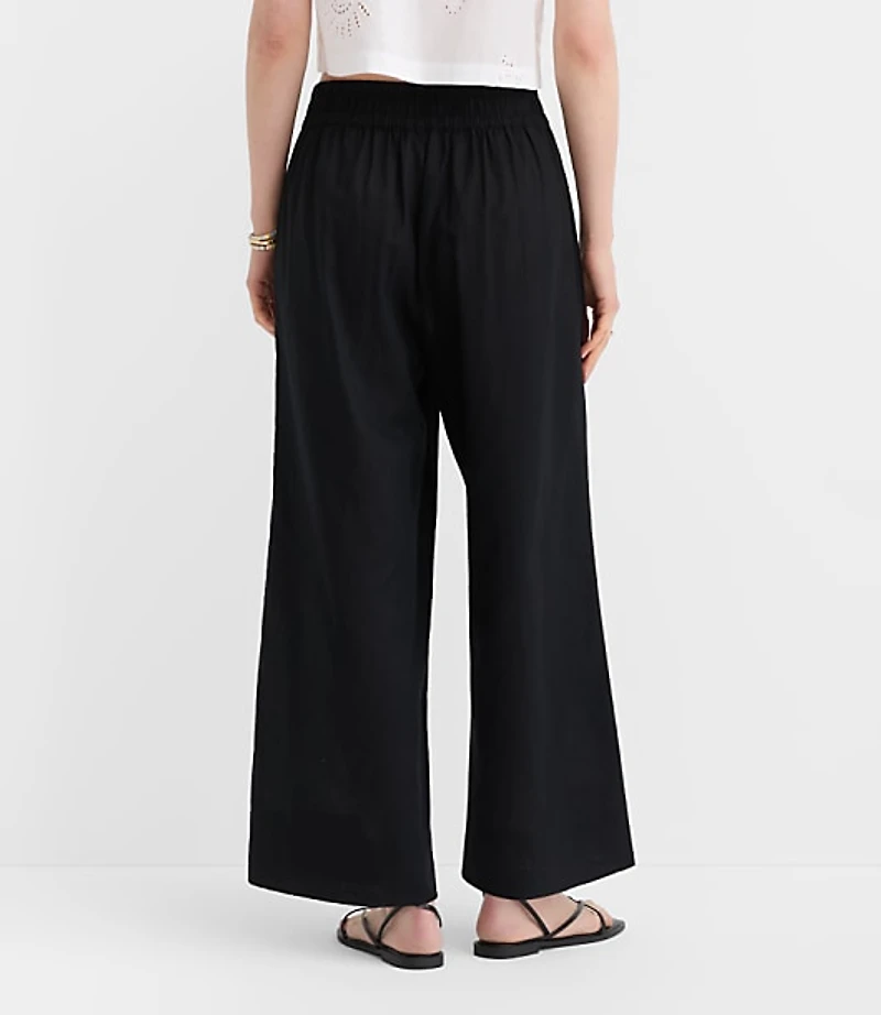 Petite LOFT Beach Linen Cotton Wide Leg Pants