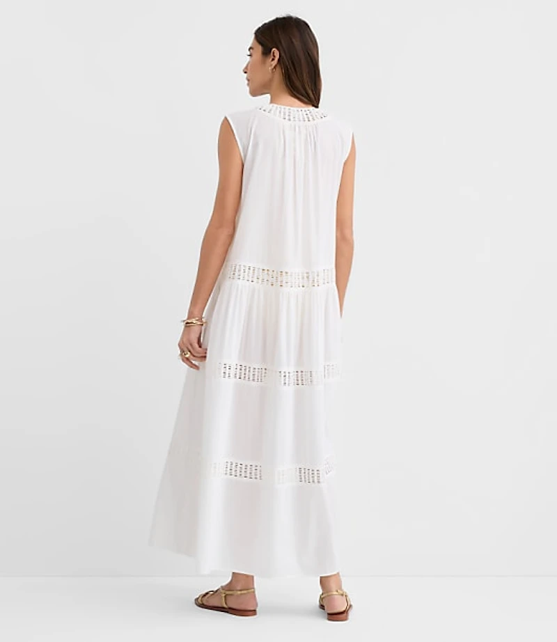 Petite LOFT Beach Crochet Trim Maxi Dress