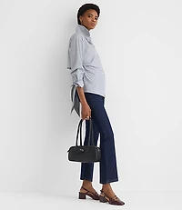 Petite Striped Cutout Tie Back Poplin Shirt