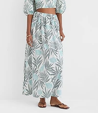 Petite LOFT Beach Palm Poplin Maxi Pocket Skirt
