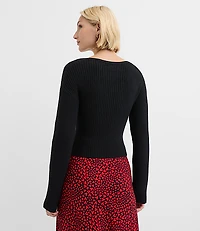 Petite Ribbed Crossover Sweater