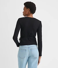 Petite Ribbed Wrap Top