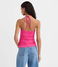 Beaded Ruched Halter Top