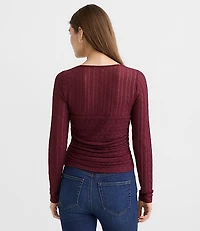 Petite Lace Ruched Bodice Top