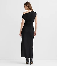 Tall Asymmetrical Ruched Midi Dress