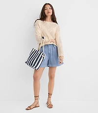 Petite Patchwork Pointelle Sweater