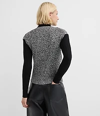 Hammered Metallic Button Ribbed Sweater Vest
