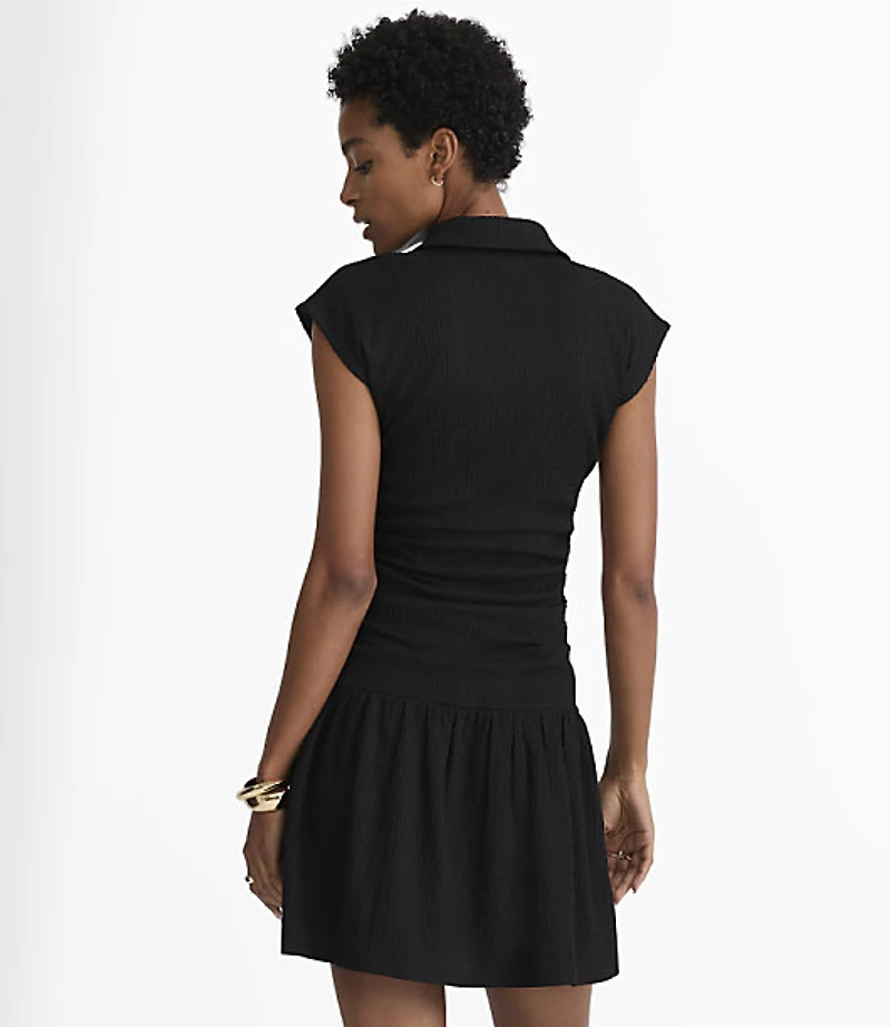 Ruched Flounce Mini Shirtdress