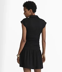 Ruched Flounce Mini Shirtdress