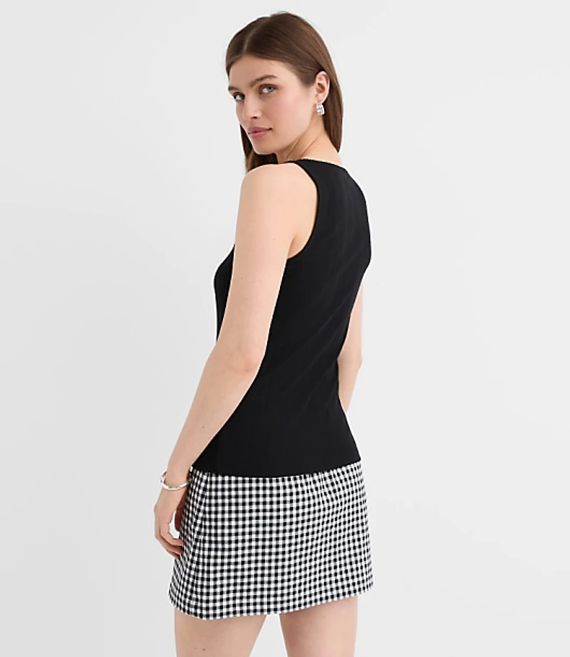 Scalloped Pointelle Button Tank Top