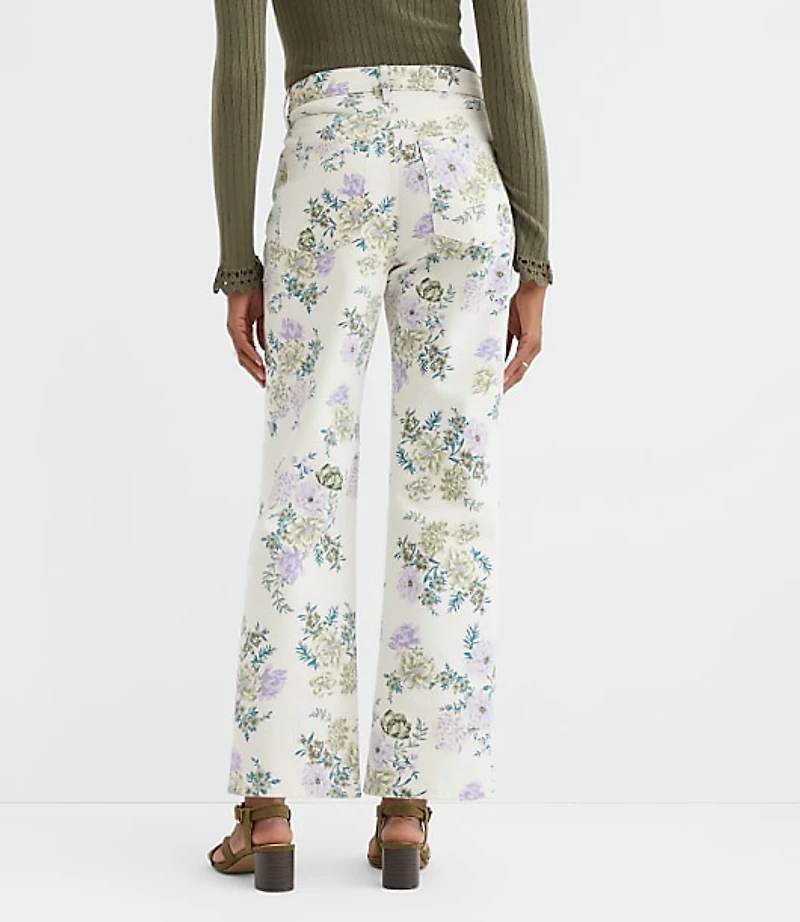 Curvy High Rise Straight Jeans Floral