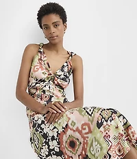 Garden Ikat Twist Double V Midi Dress
