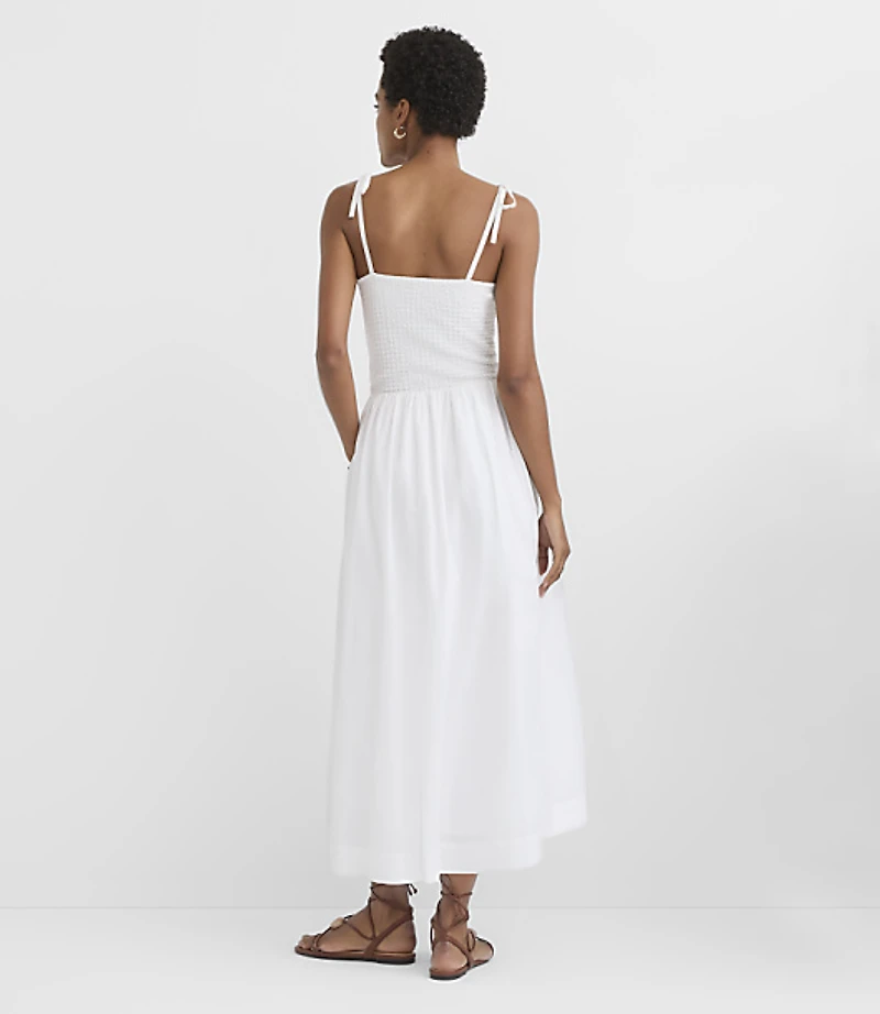 Tie Strap Mixed Media Midi Pocket Dress