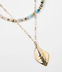 Rainbow Beaded Layered Charm Necklace