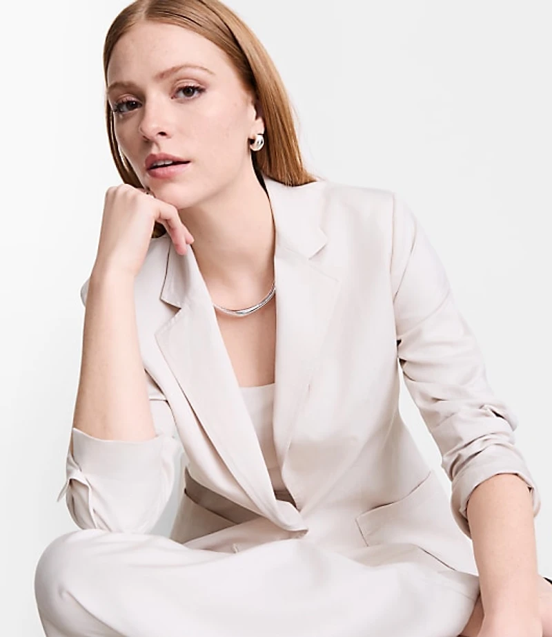 Petite LOFT Versa Pure Spun Patch Pocket Blazer