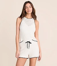 Lou & Grey Tipped Pointelle Sweater Tank Top
