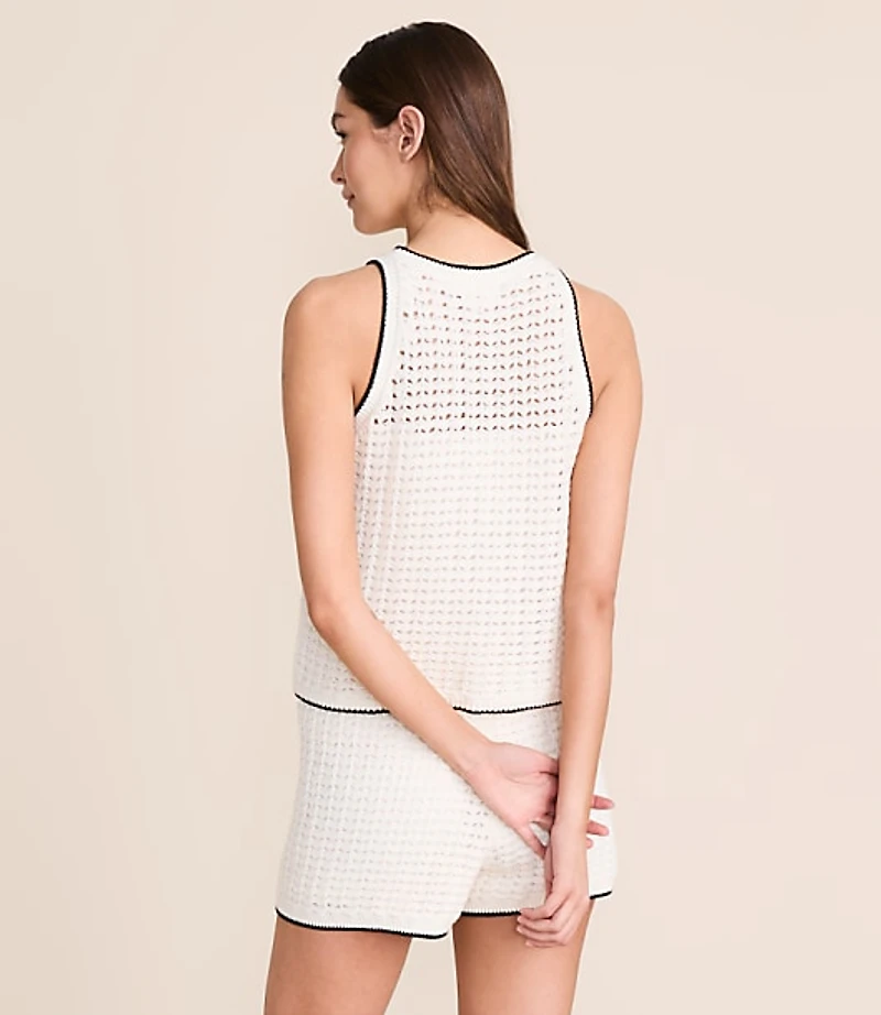 Lou & Grey Tipped Pointelle Sweater Tank Top