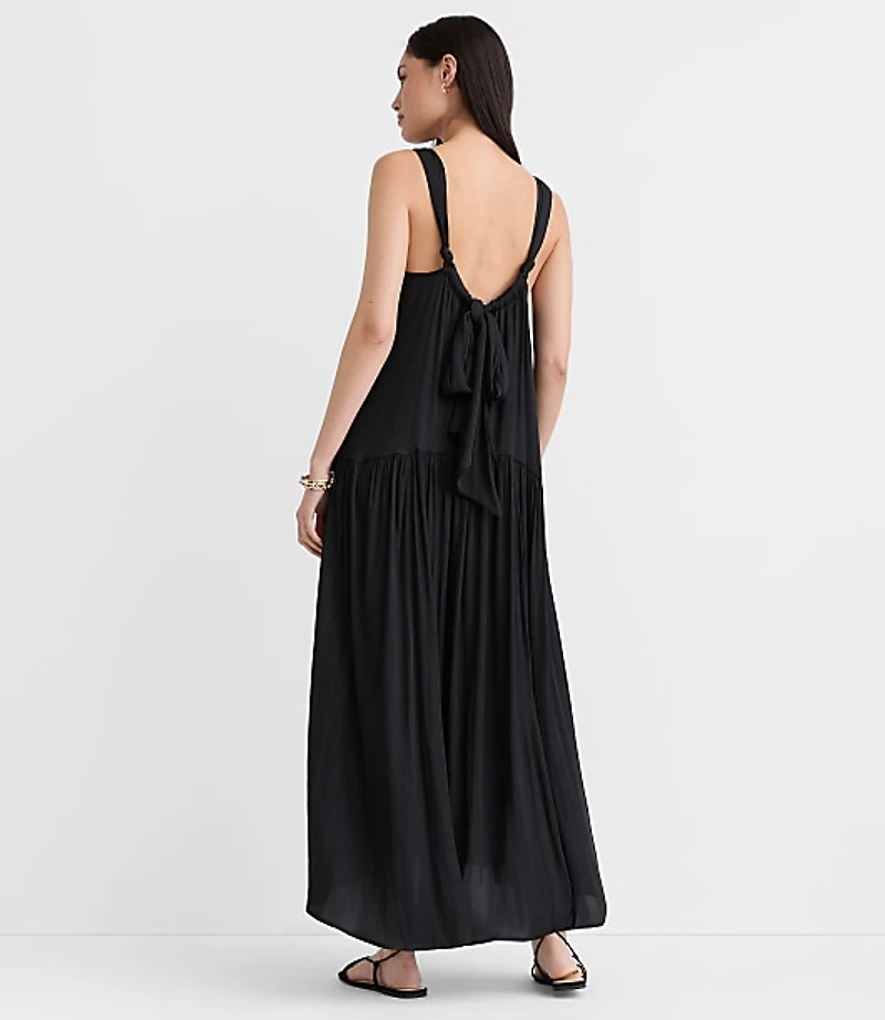 Metallic Trim Strappy Maxi Pocket Dress