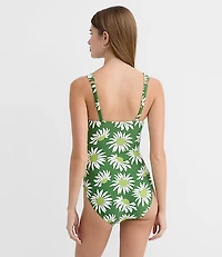 LOFT Beach Floral Ruched Underwire One Piece Swimsuit