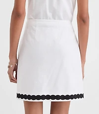 Petite Scalloped Linen Cotton Mini Skirt