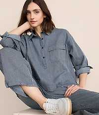 Petite Lou & Grey Striped Pocket Popover Top