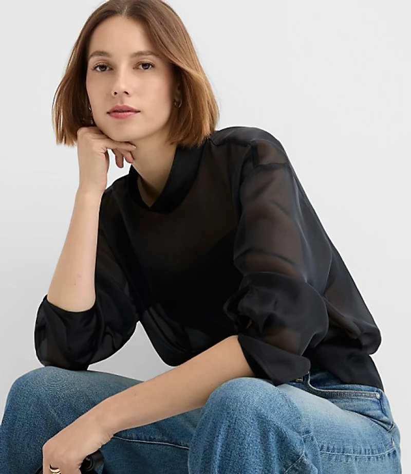 Satin Cami Mock Neck Blouse