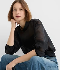 Satin Cami Mock Neck Blouse