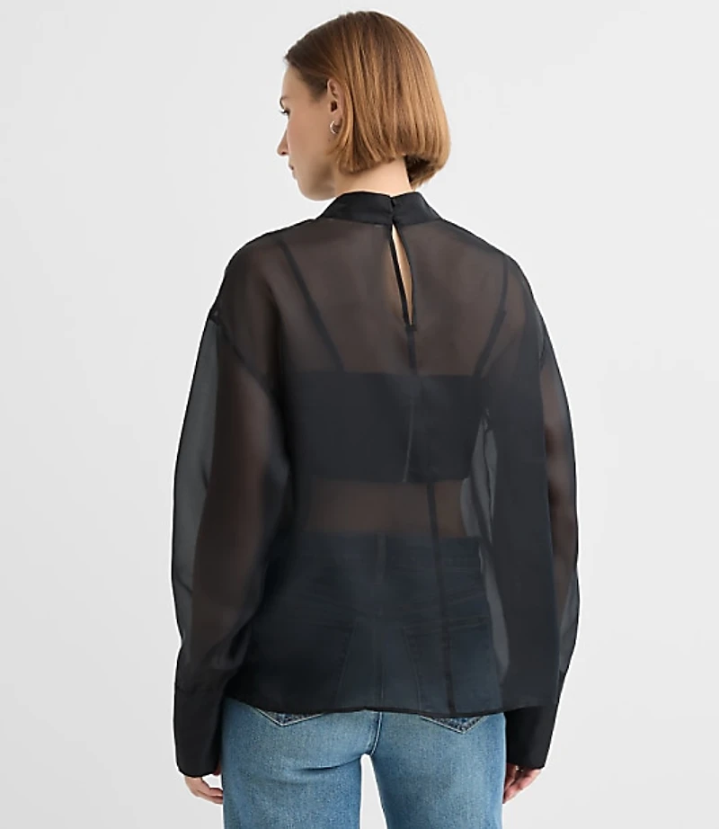Satin Cami Mock Neck Blouse