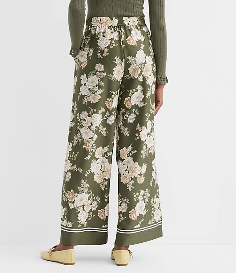 Petite Pull On Wide Leg Pants in Floral