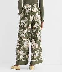 Petite Pull On Wide Leg Pants in Floral
