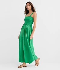 LOFT Beach Ikat Clip Smocked Maxi Pocket Dress