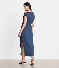 Petite LOFT Versa Pure Spun Off The Shoulder Midi Dress