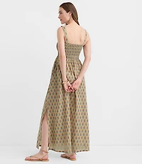 LOFT Beach Garden Smocked Maxi Pocket Dress