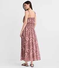 Petite Paisley Tie Strap Bubble Maxi Pocket Dress