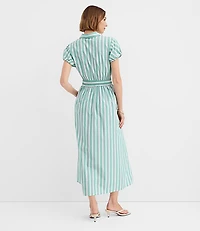 Tall Striped Poplin Twist Midi Pocket Shirtdress