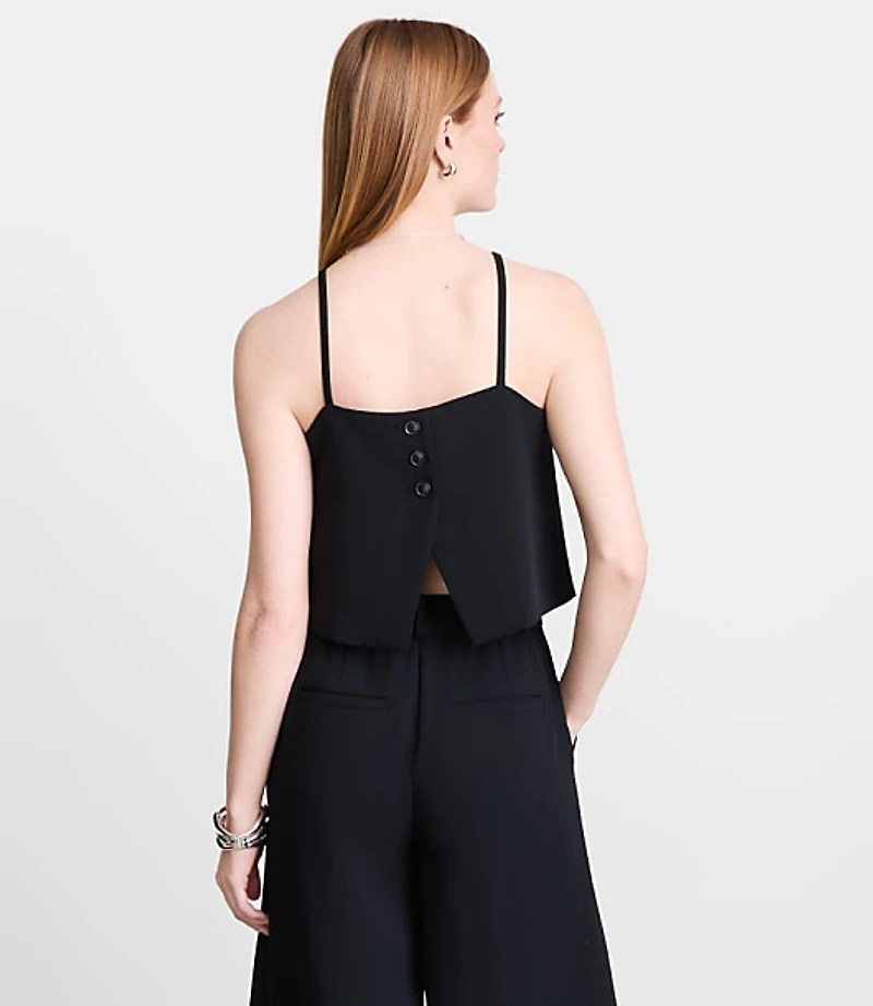 Petite LOFT Versa Crepe Drape Square Neck Top