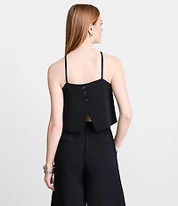 Petite LOFT Versa Crepe Drape Square Neck Top