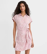 Floral Wrap Mini Shirtdress