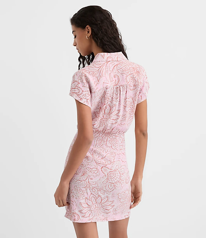 Floral Wrap Mini Shirtdress