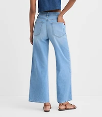 Rivete Tall High Rise Wide Leg Crop Jeans Bright Medium Stonewash