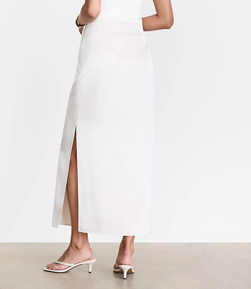 Petite LOFT Versa Satin Column Midi Skirt