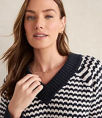 Haven Well Within Organic Cotton Blend Two-Tone V-Neck Sweater