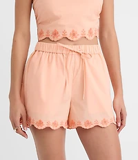 LOFT Beach Floral Embroidered Poplin Shorts