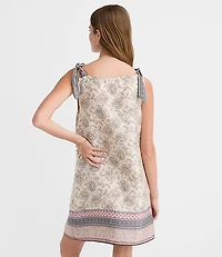 Petite Patchwork Tie Strap Mini Dress