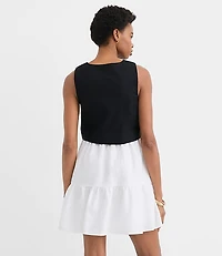 Petite Linen Cotton Vest Ruffle Mini Dress