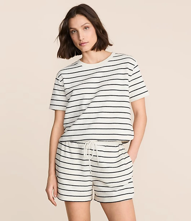 Lou & Grey Striped Jacquard Rounded Hem Top