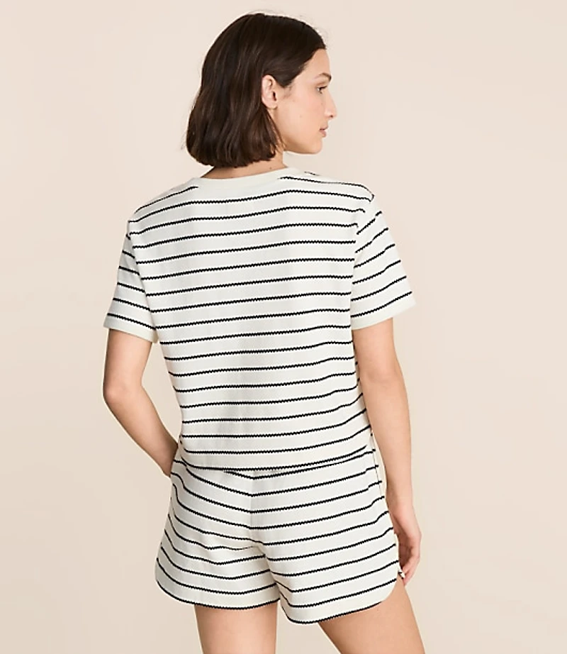 Lou & Grey Striped Jacquard Rounded Hem Top