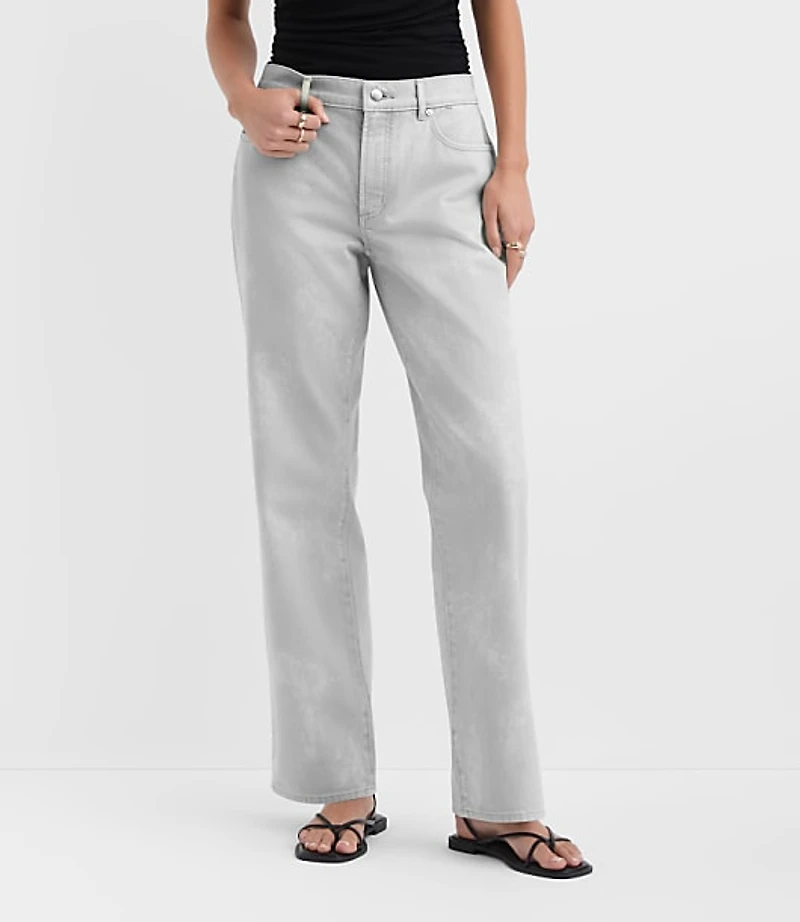 Rivete Tall Mid Rise Relaxed Straight Jeans Smokey Wash