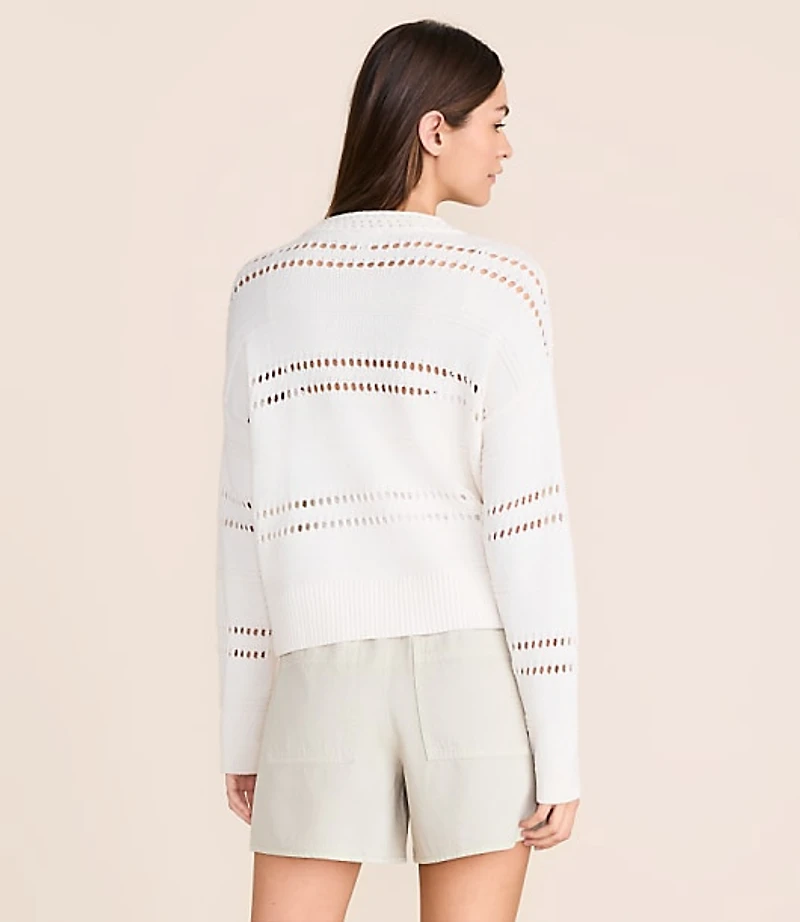Petite Lou & Grey Pointelle Striped Sweater